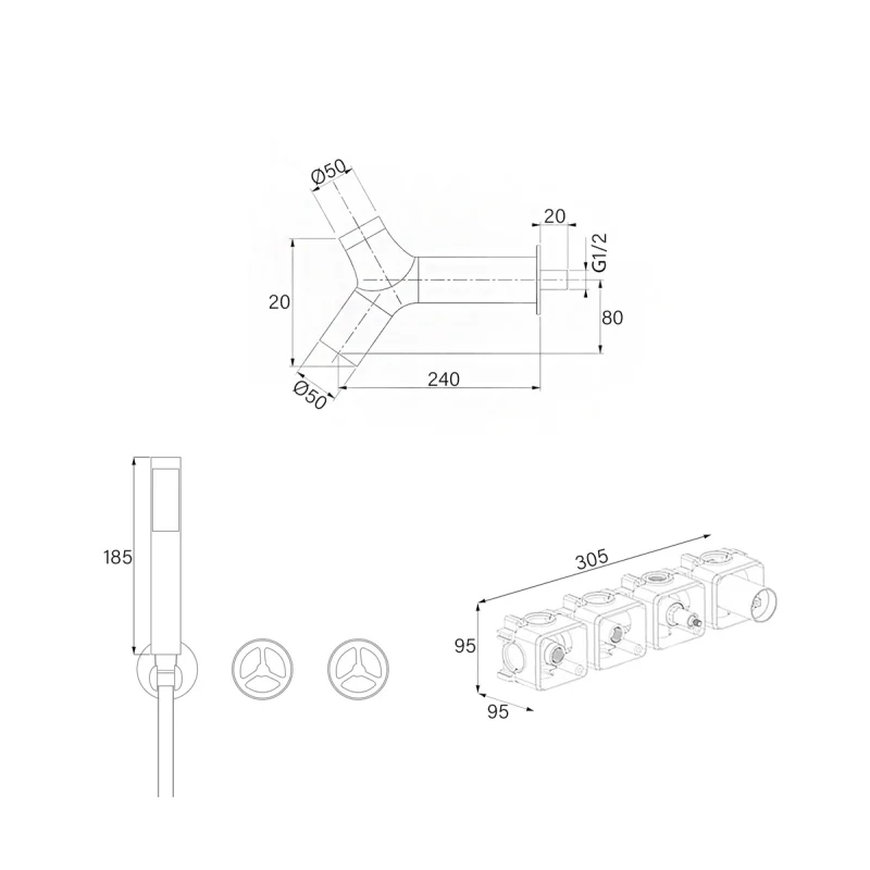Душевая система встраиваемая Bronze de Luxe LIBERTY 5011B-P, черный