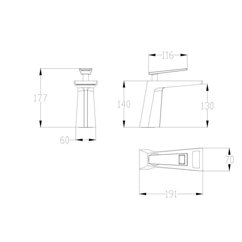 Смеситель для раковины Bronze de Luxe Quadro A919B Черный Золото