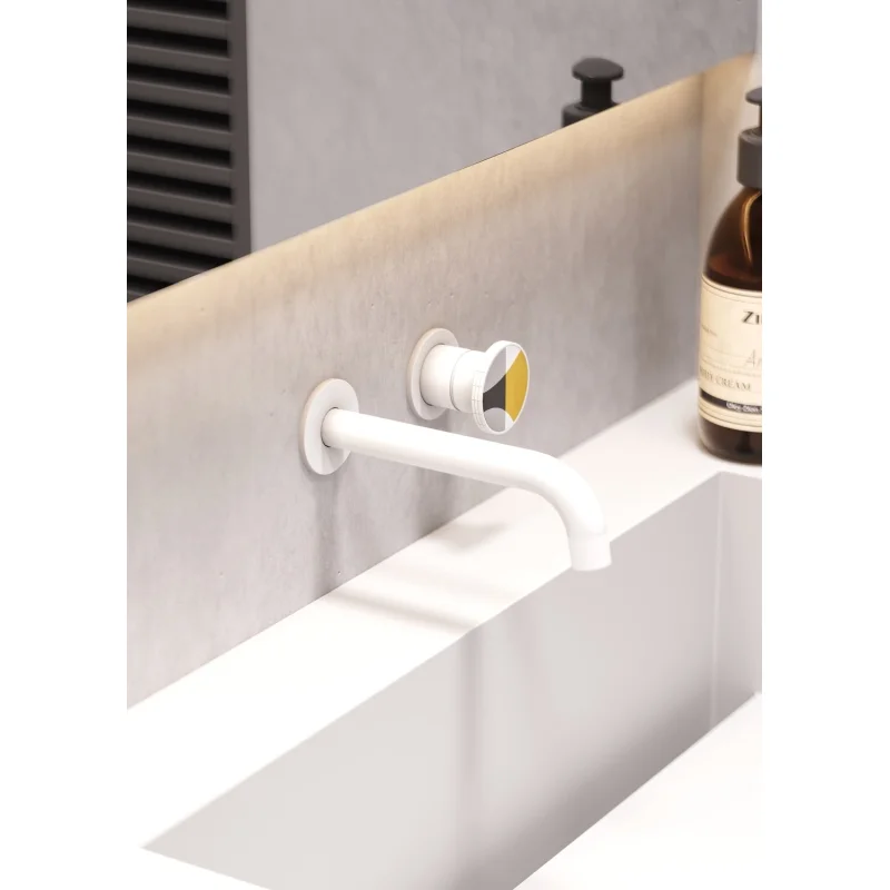 Смеситель Bronze de Luxe OMG, для раковины, цвет белый/желтый, 9007W-Y