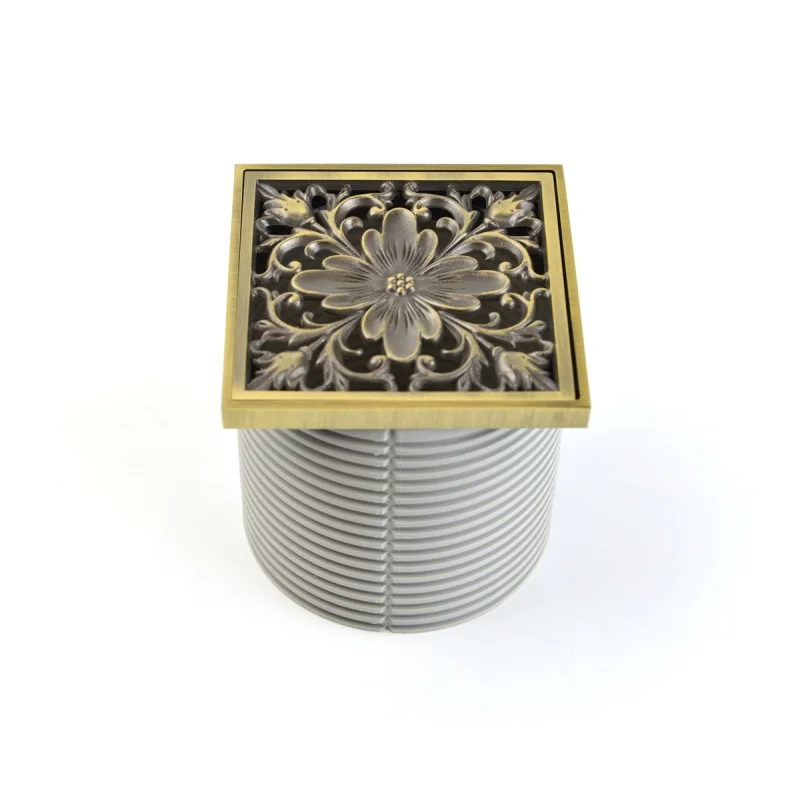 Душевой трап Bronze de Luxe Цветок 21975-5602 с решеткой Бронза