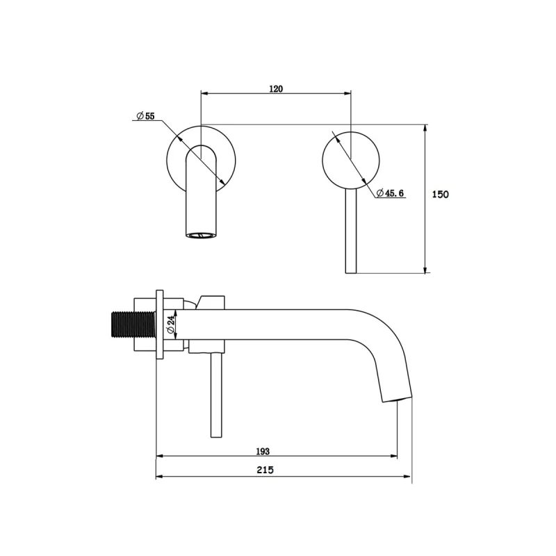 Смеситель скрытого монтажа для раковины Bronze de Luxe Scandi 14511C, хром