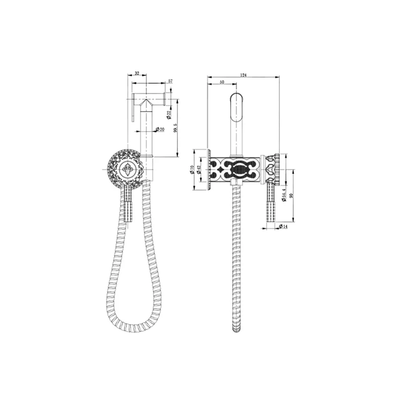 702BR Гигиенический душ встраиваемый WINDSOR, бронза