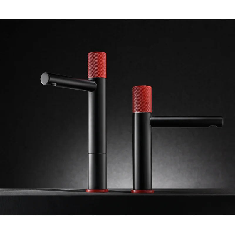 Смеситель для раковины Bronze de Luxe Avangarde 2030RH, черный матовый/красный