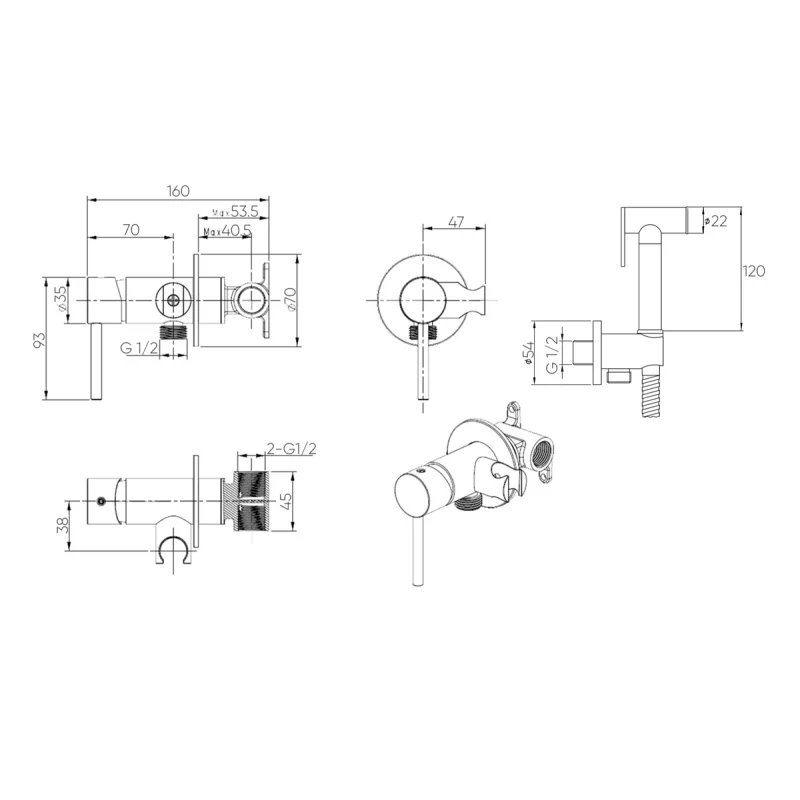 Гигиенический душ Bronze de Luxe Scandi, 701BR, со смесителем, бронза