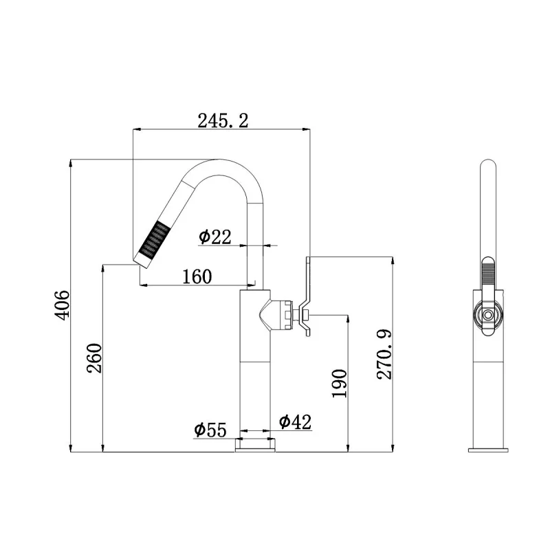 Смеситель для раковины Bronze de Luxe 1760s Loft 3352SB, черный матовый