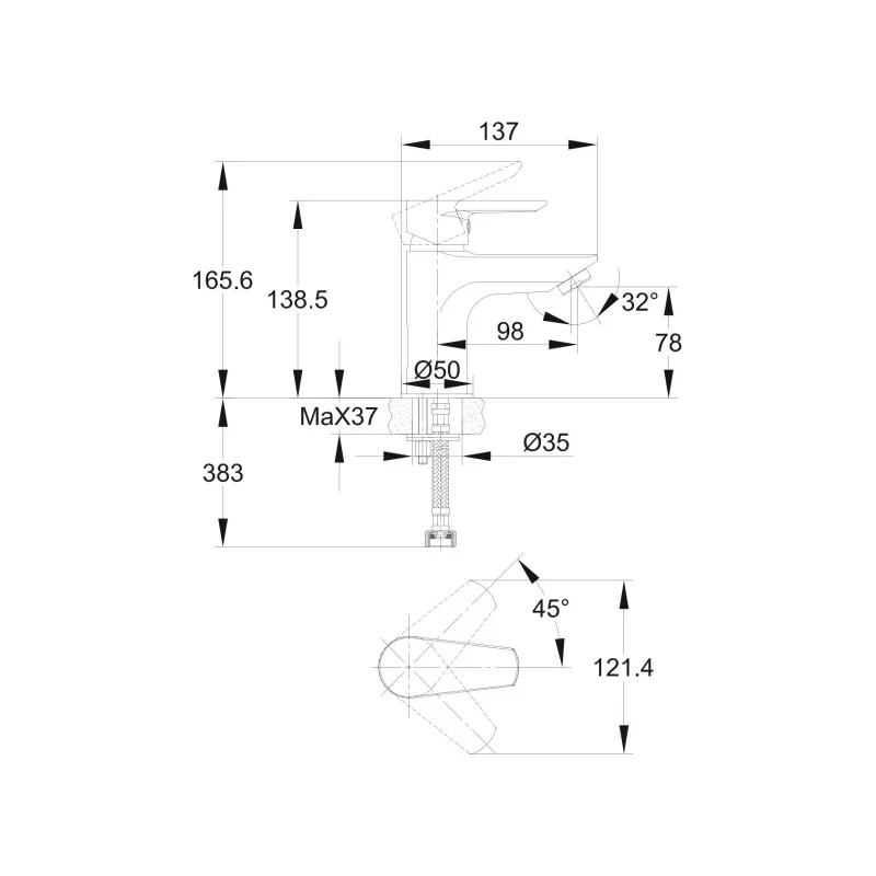 Смеситель для раковины Cersanit Vero 63060 Хром