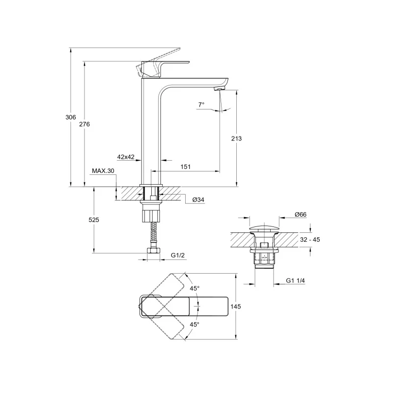 Смеситель для раковины Cersanit Geo 63043 Хром