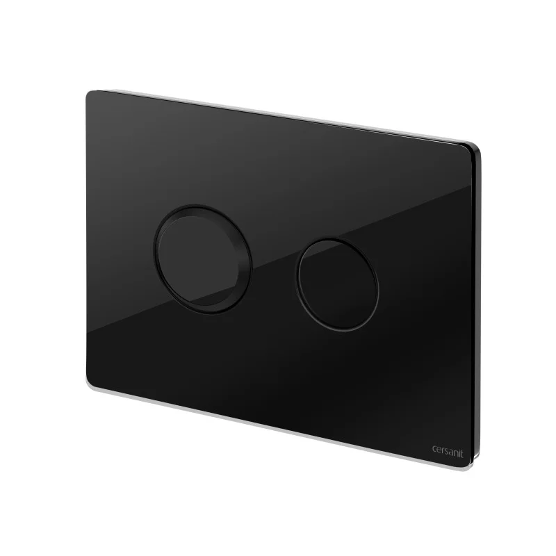 Кнопка CERSANIT ACCENTO CIRCLE пневматическая черная глянцевая стекло