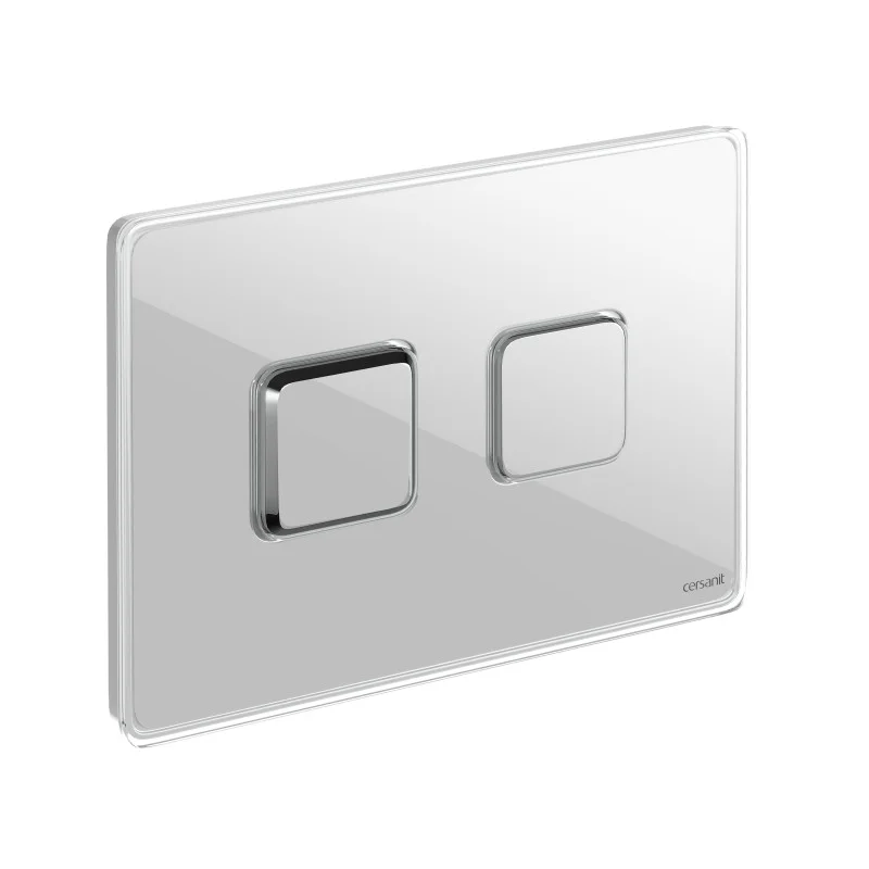 Кнопка CERSANIT ACCENTO SQUARE пневматическая стекло белый