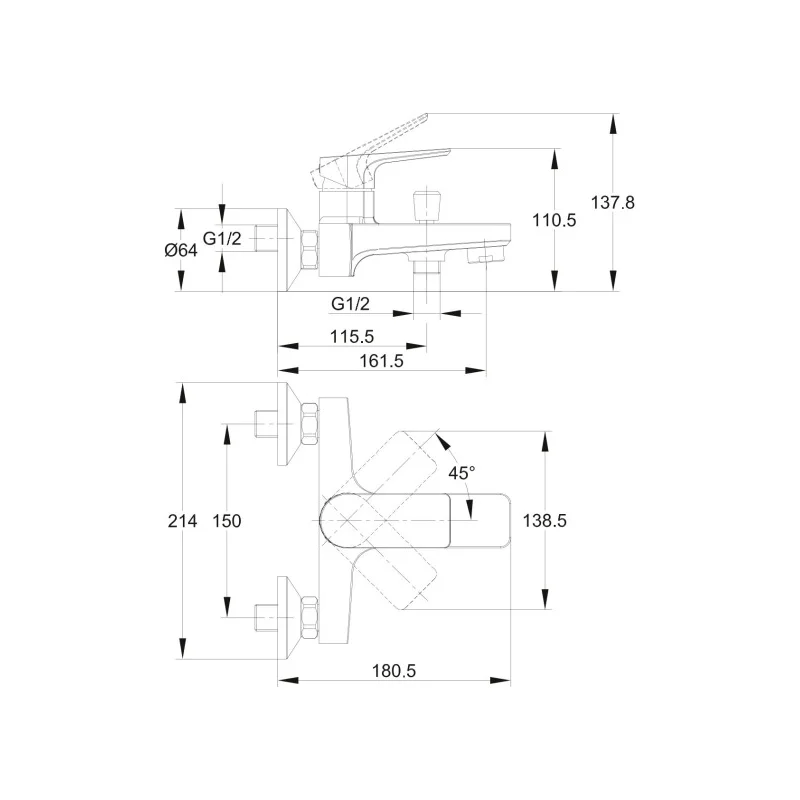 Смеситель для ванны Cersanit Nature 63064 Хром
