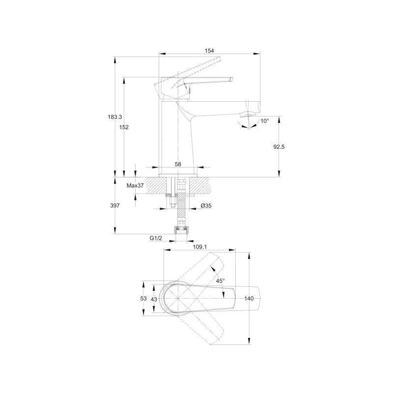 Смеситель для раковины Cersanit Moduo 64094 Хром