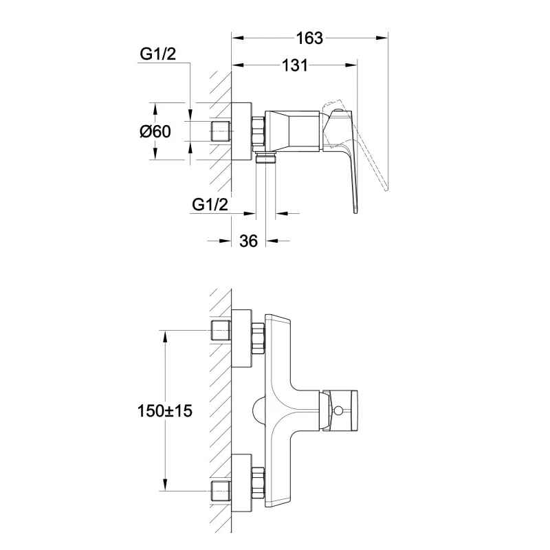 Смеситель для душа Cersanit Wisla 63057 Хром
