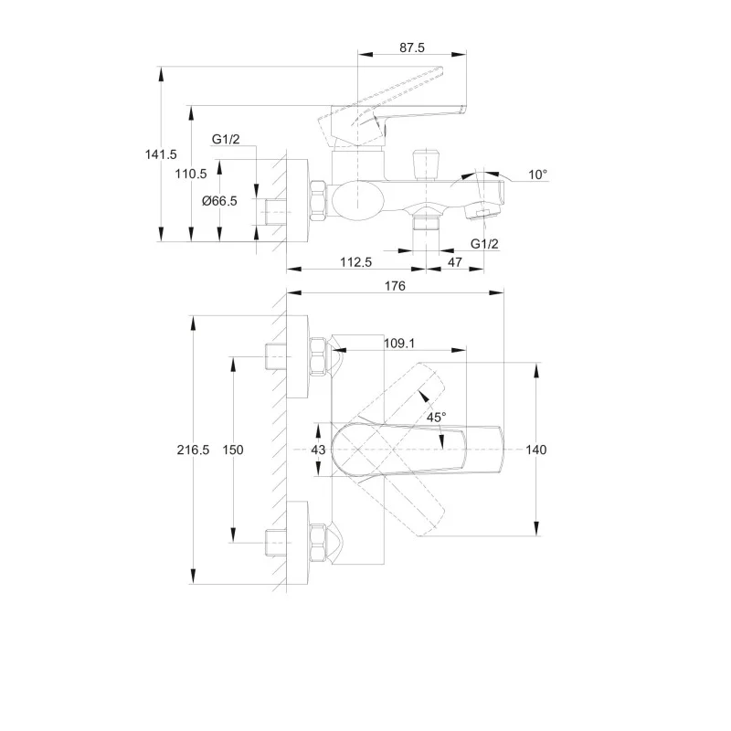 Смеситель для ванны Cersanit Moduo 64097 Хром