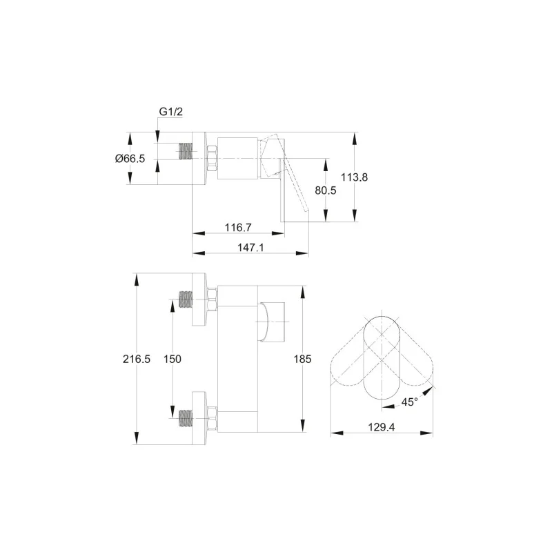 Смеситель для душа Cersanit Elio 63046 Хром