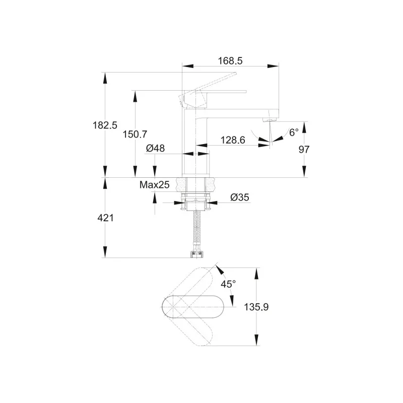 Смеситель для раковины Cersanit Elio 63044 Хром
