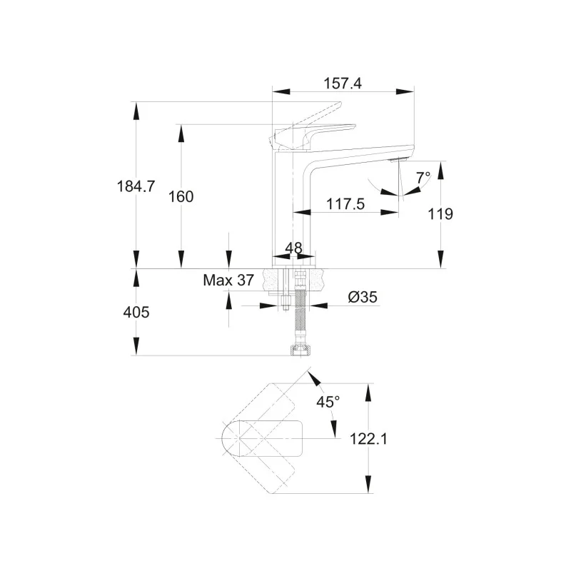 Смеситель для раковины Cersanit Nature 63063 Хром