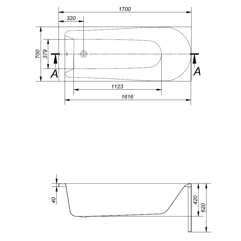 Акриловая ванна Cersanit Flavia 61487 170х70
