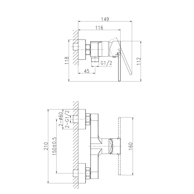 Смеситель для душа Cersanit Brasko Black 63109 Черный матовый