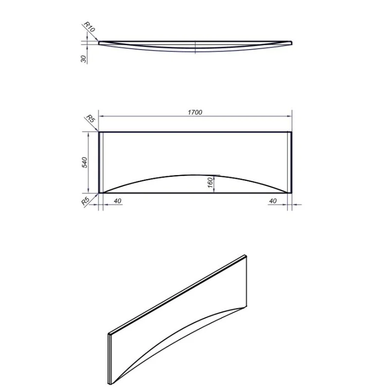 Панель CERSANIT для ванны фронтальная VIRGO 170