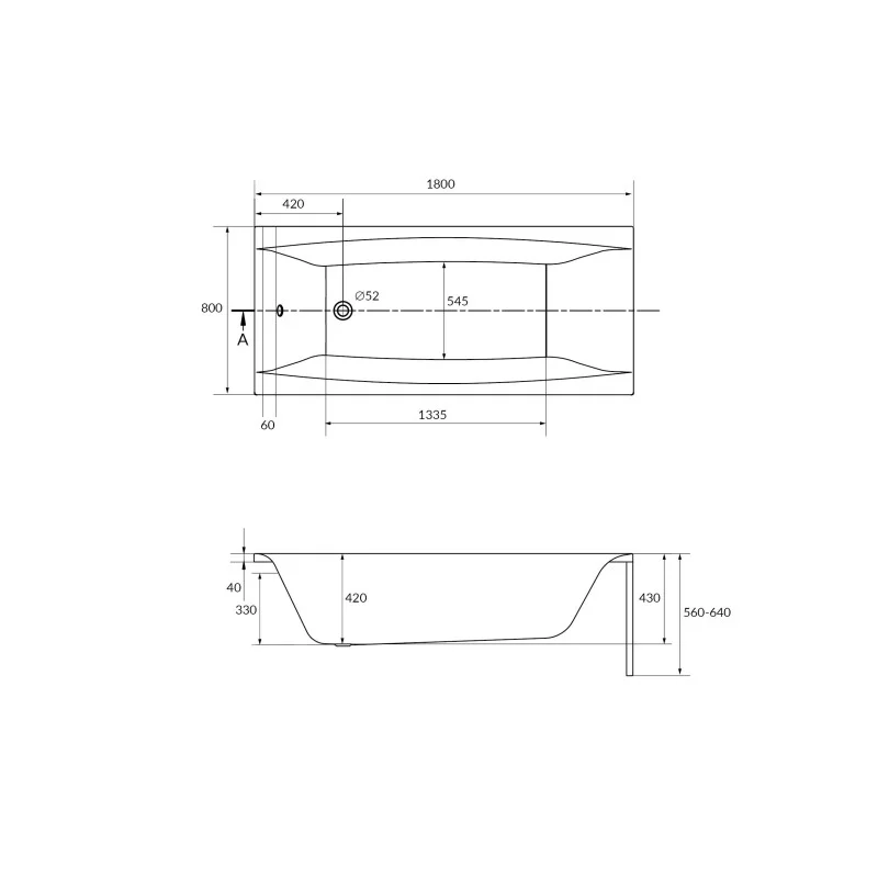 Ванна акриловая Cersanit Virgo 180 x 80 см, прямоугольная, белая, P-WP-VIRGO*180NL, 61549