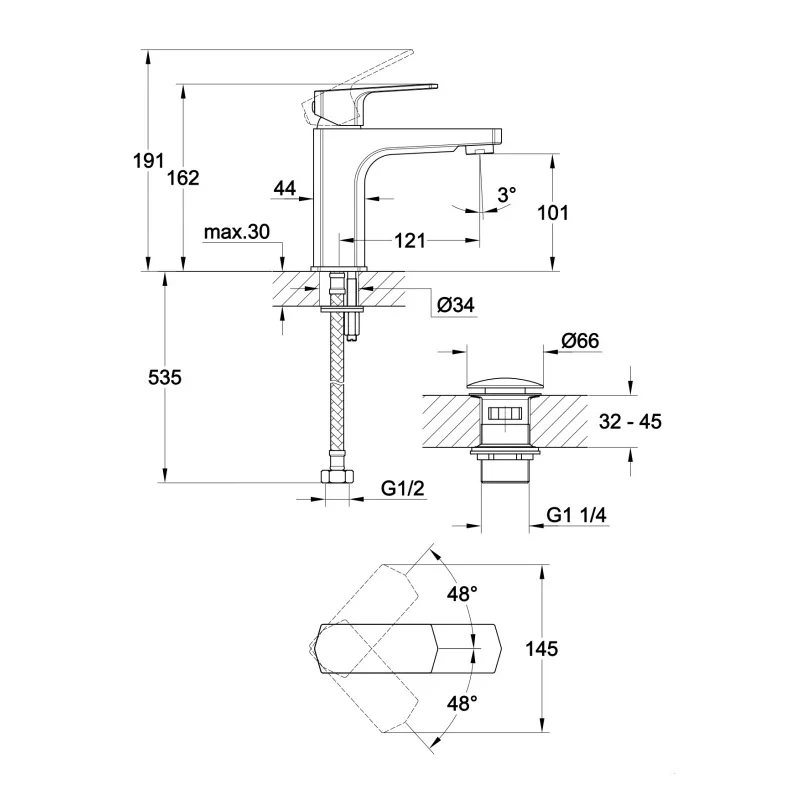 Смеситель для раковины Cersanit Wisla 63055 Хром