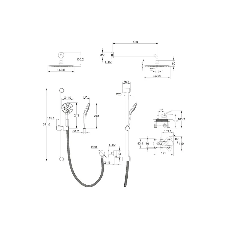 Душевая система Cersanit Moduo 64087 Хром