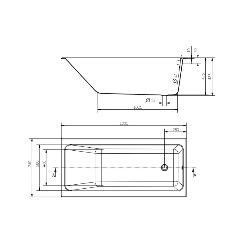 Ванна прямоугольная Cersanit CREA 160*75