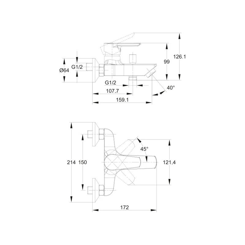 Смеситель для ванны Cersanit Vero 63061 Хром