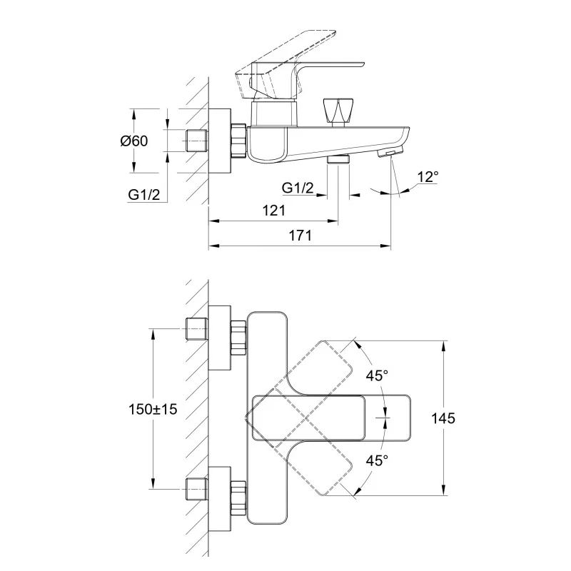 Смеситель для ванны Cersanit Geo 63040 Хром
