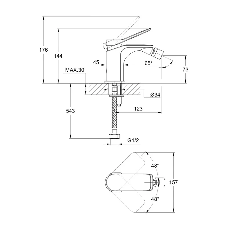 Смеситель для биде Cersanit Odra 63053 Хром