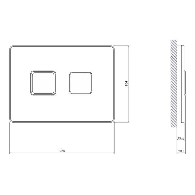 Кнопка CERSANIT ACCENTO SQUARE пневматическая стекло белый