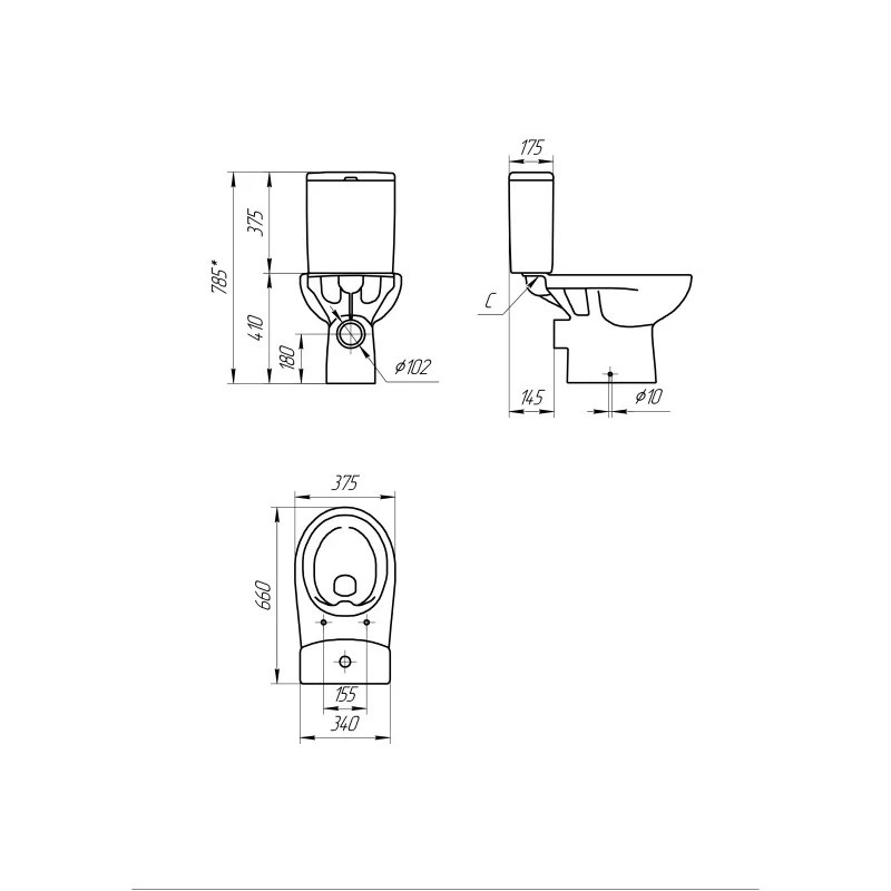 Унитаз компакт Cersanit Nature Clean On 011 3/5 DPL EO slim 65410 с бачком и сиденьем Микролифт