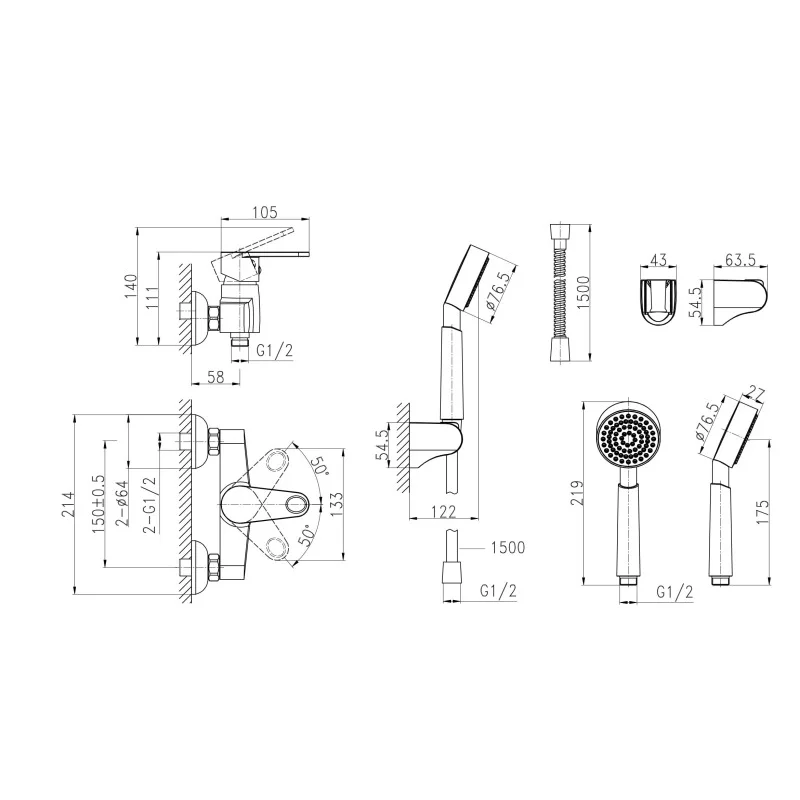 Смеситель для душа Cersanit Cari 63029 Хром
