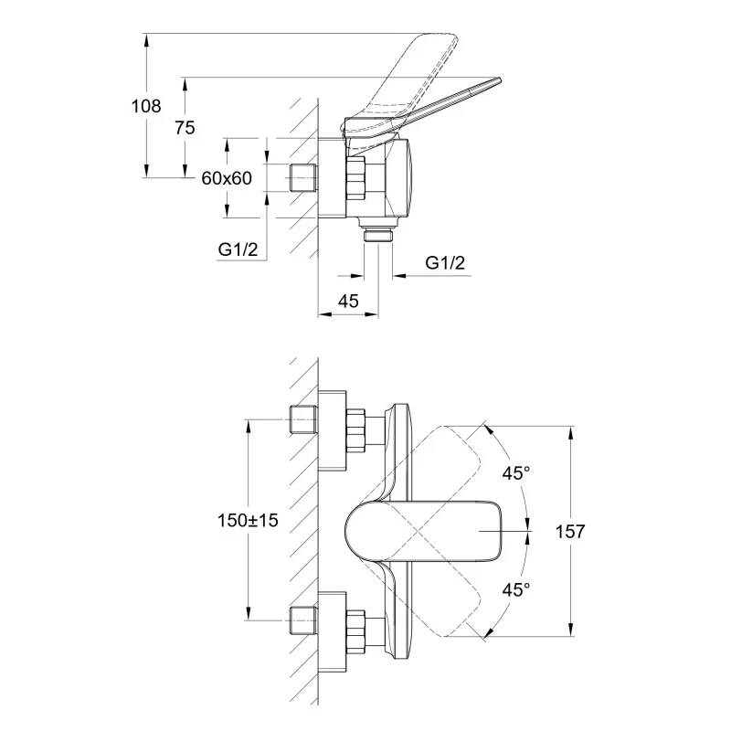 Смеситель для душа Cersanit Odra 63052 Хром