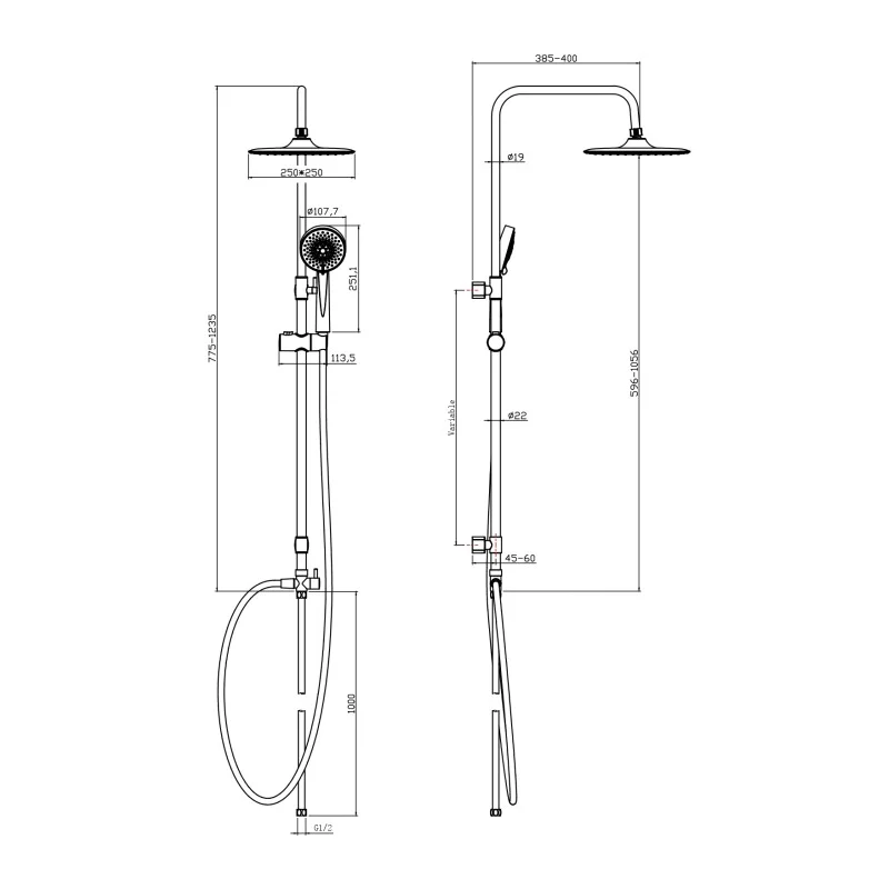 Душевая система Cersanit Neno 63477 Хром