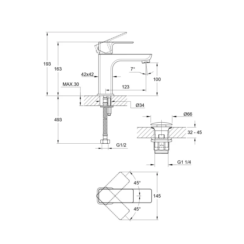Смеситель для раковины Cersanit Geo 63039 Хром