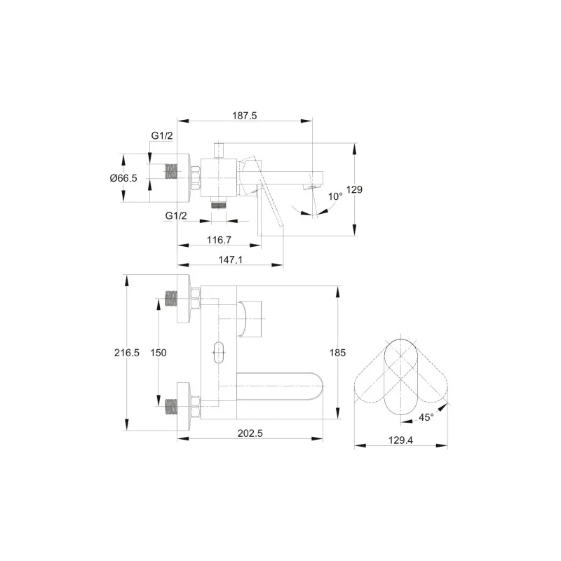 Смеситель для ванны Cersanit Elio 63045 Хром