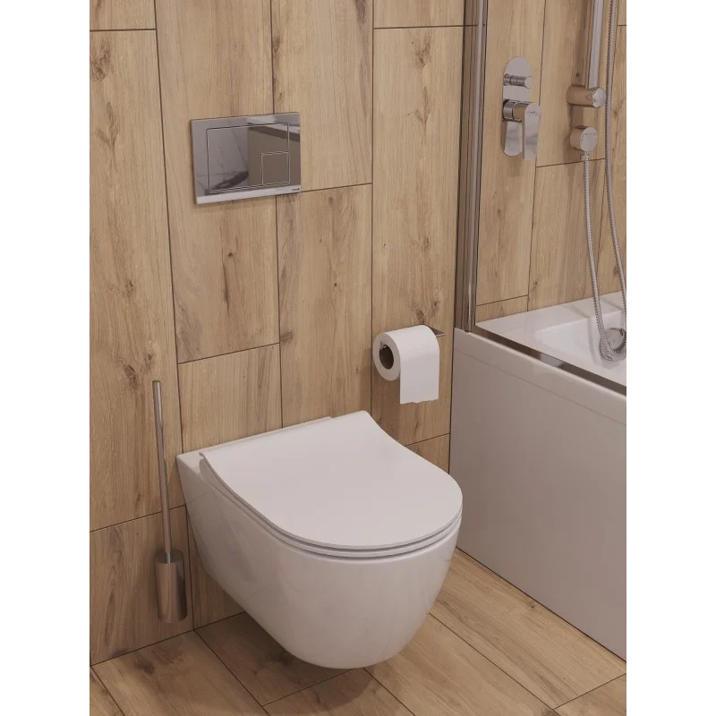 Унитаз подвесной Cersanit crea square Clean On DPL EO slim LP, 64823, безободковый, крышка микролифт, цвет белый