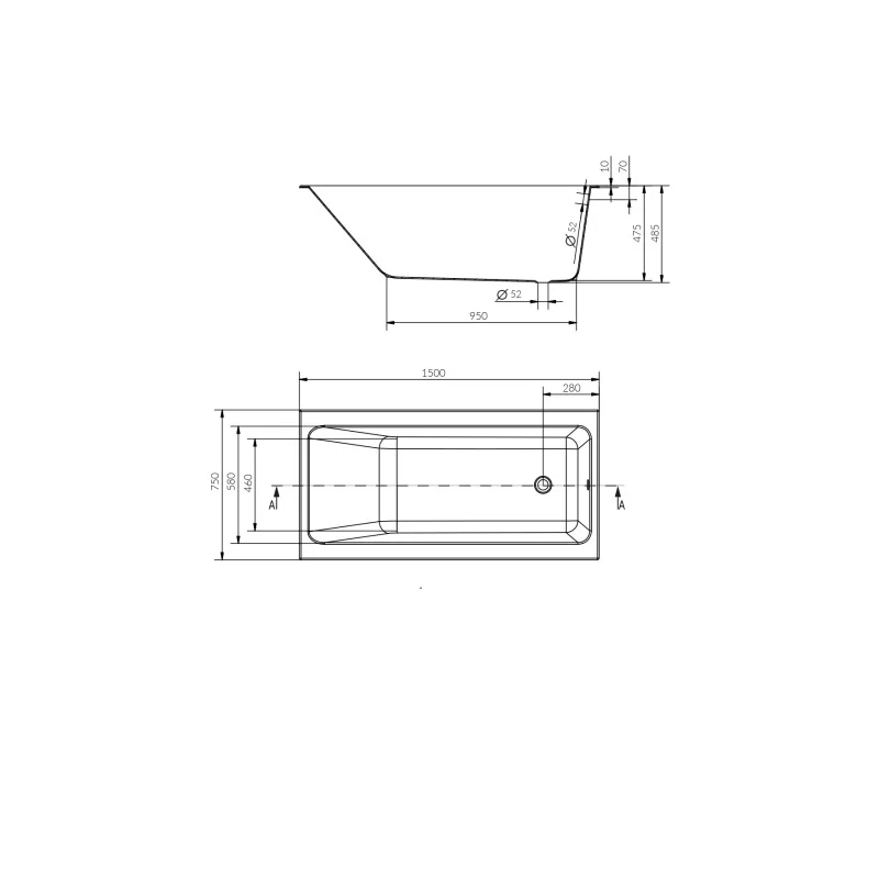 Ванна прямоугольная Cersanit CREA 150*75