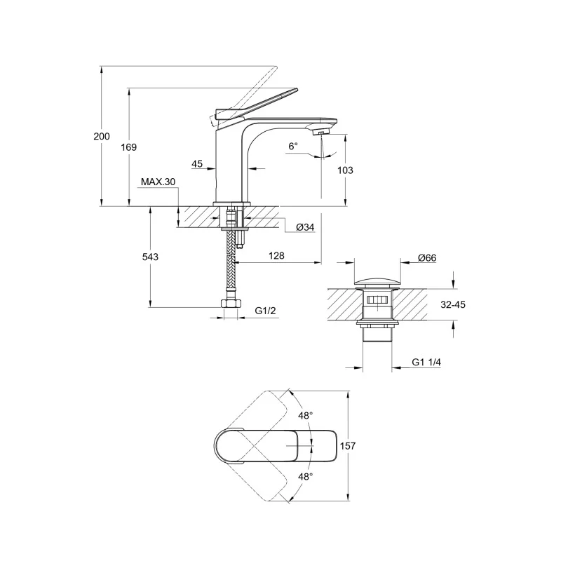 Смеситель для раковины Cersanit Odra 63050 Хром