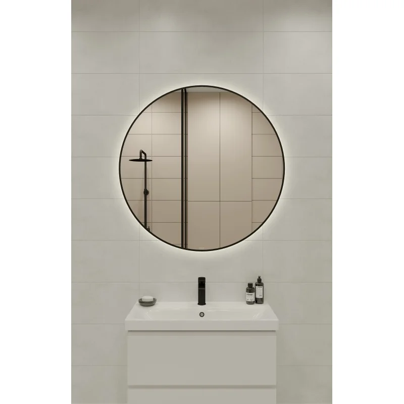 Зеркало CERSANIT ECLIPSE SMART 100x100 с подсветкой круглое черная рамка 64149