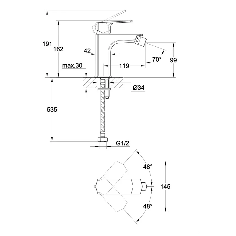 Смеситель для биде Cersanit Wisla 63058 Хром