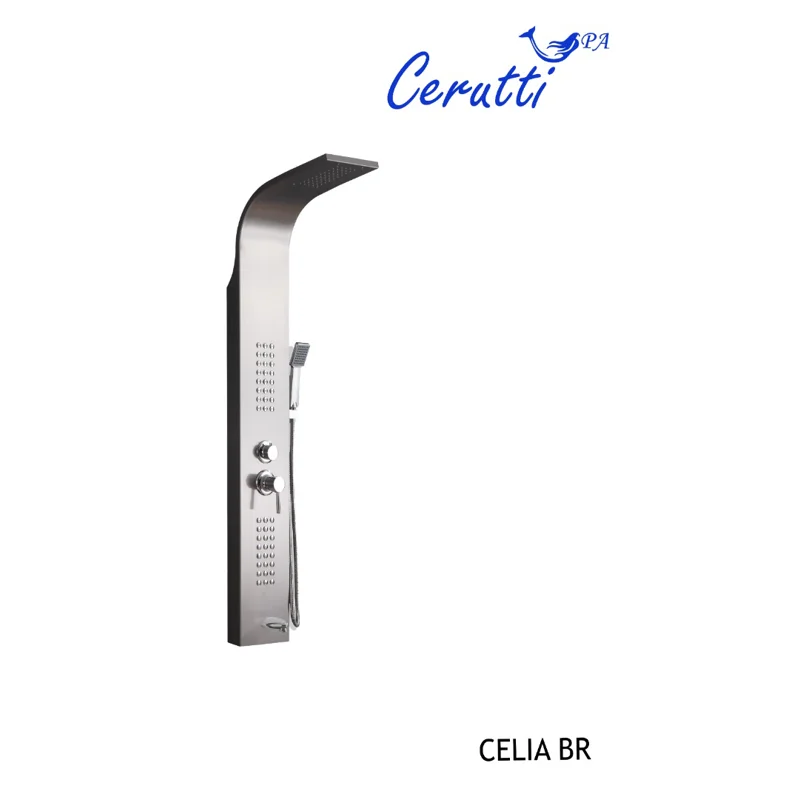 Панель CELIA BR душевая из нержавеющей стали с форсунками Ceruttispa CT10405, цвет нержавеющая сталь матовая Панель CELIA BR душевая из нержавеющей стали с форсунками Ceruttispa CT10405, цвет нержавеющая сталь матовая