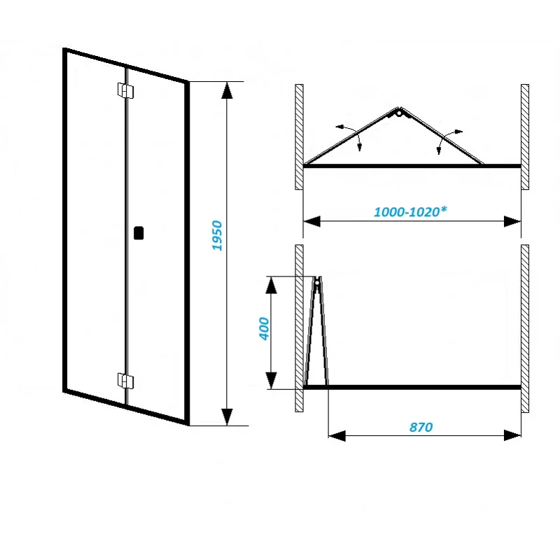 Дверь BELLA D101T душевая в нишу Ceruttispa (100х195)
