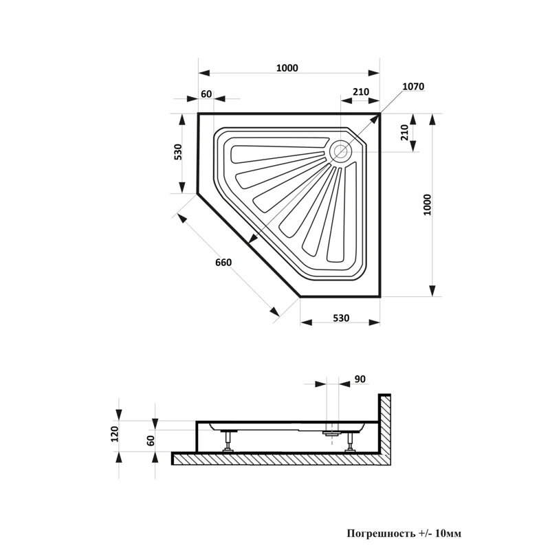 Поддон P101 Ceruttispa пентагональный (100х100х12)
