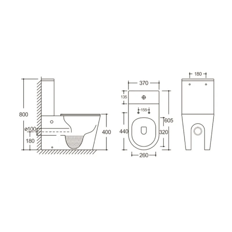 Унитаз SELLA MB напольный безободковый черный матовый Ceruttispa CT9865 (605х370х800) 