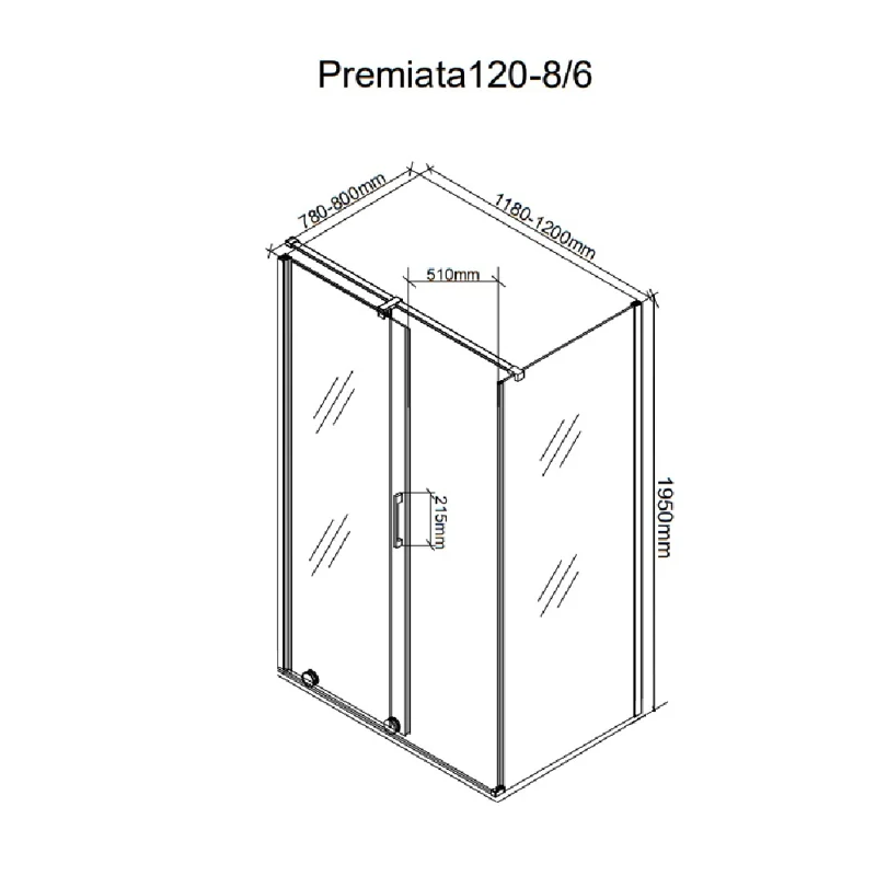Ограждение PREMIATA B 120-8 душевое Ceruttispa без поддона (90x120x195)