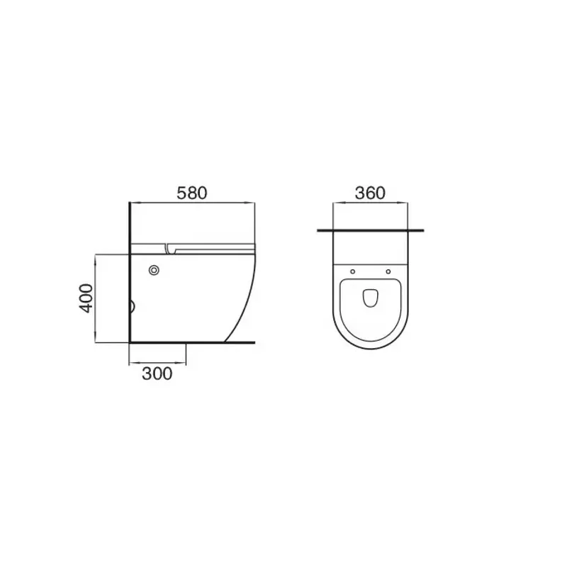 Унитаз SELLA Pulse MB приставной с функцией импульсного смыва, безободковый, чёрный матовый, Ceruttispa CT10199 (580х360х400)