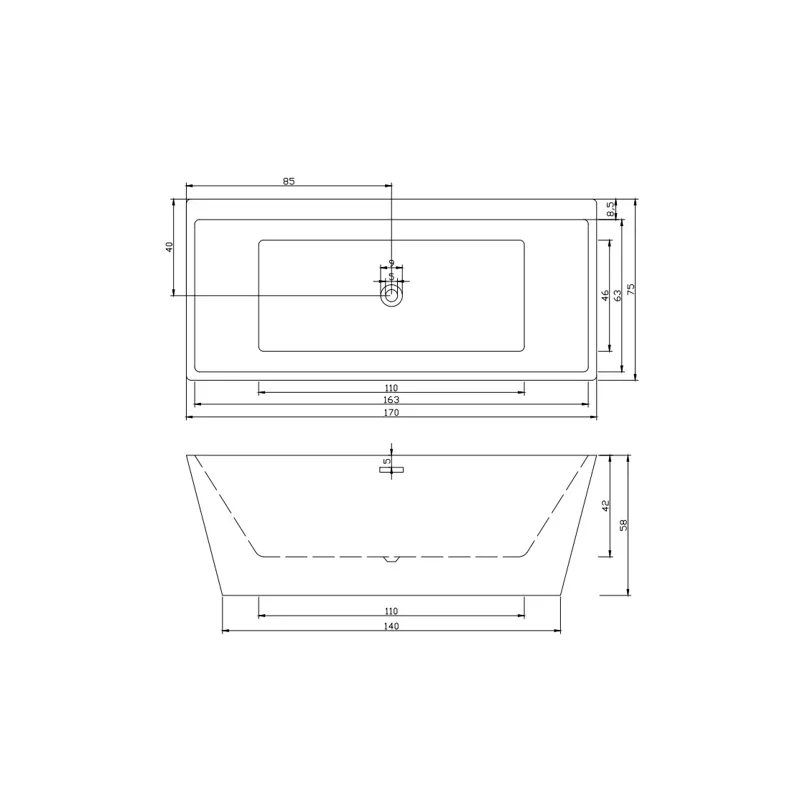 Ванна LUGANO акриловая отдельностоящая Ceruttispa (170х750х580)