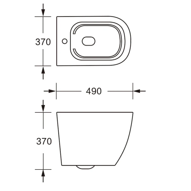Унитаз SELLA Aria Tornado Plus подвесной безободковый со смывом торнадо Ceruttispa CT9956 (490х370х370)